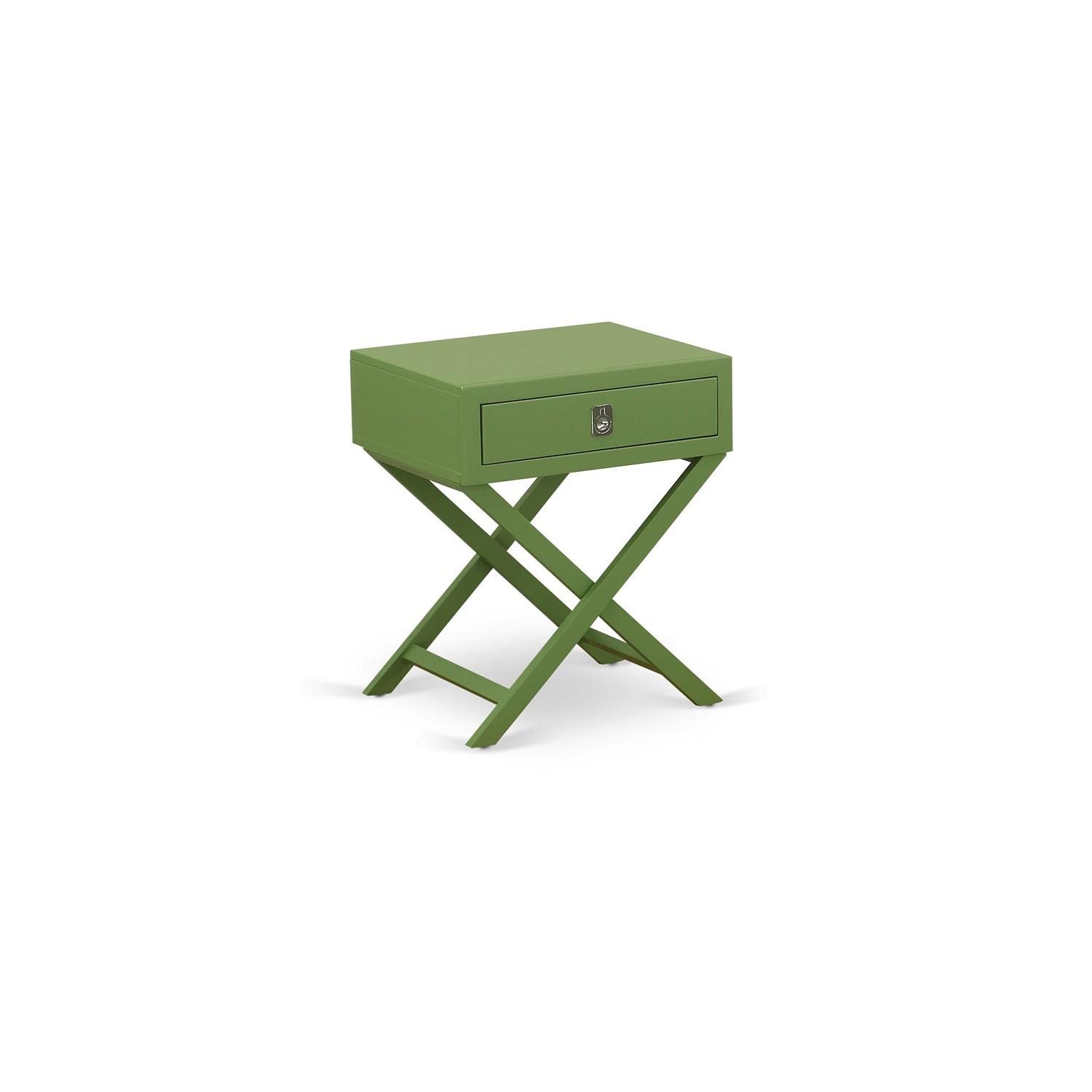 East West Furniture Hane12 One Piece Wonderful Hamilton Side Table Bedroom With Drawer, 1-Pack, In Clover Green Finish